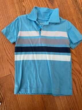 Jumping Beans Blue Striped Polo Shirt, 4T